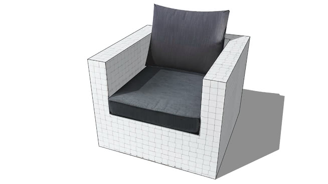 单人休闲椅扶手椅软椅沙发模型-编号174517 sketchup室内模型下载 第1张