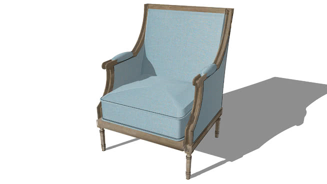 卡萨诺瓦蓝色的椅子，室内模型 sketchup室内模型下载 第1张