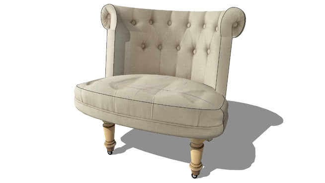 康斯坦丁白色椅子， 室内模型 sketchup室内模型下载 第1张