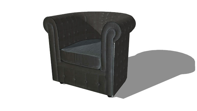 灰色房子切斯特菲尔德椅，259室内模型 sketchup室内模型下载 第1张