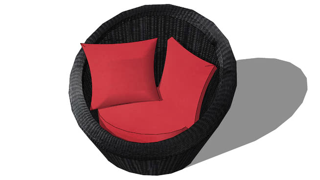 圆的旧椅子波尔图，室内模型.050 sketchup室内模型下载 第1张