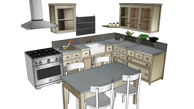 厨房设计套装模型-编号1844 sketchup室内模型下载 第1张