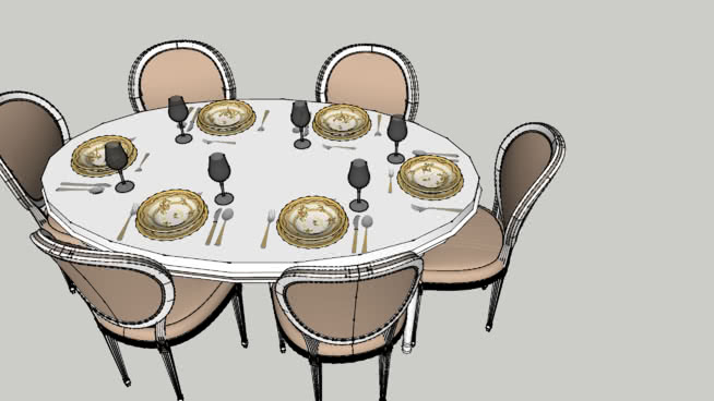 餐桌sketchup模型-编号184511 sketchup室内模型下载 第1张