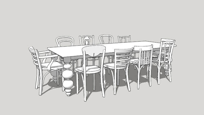 vgu2f71胡滕260x +各种模特bentwood chairs室内模型 sketchup室内模型下载 第1张