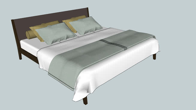 像双bed室内模型 sketchup室内模型下载 第1张
