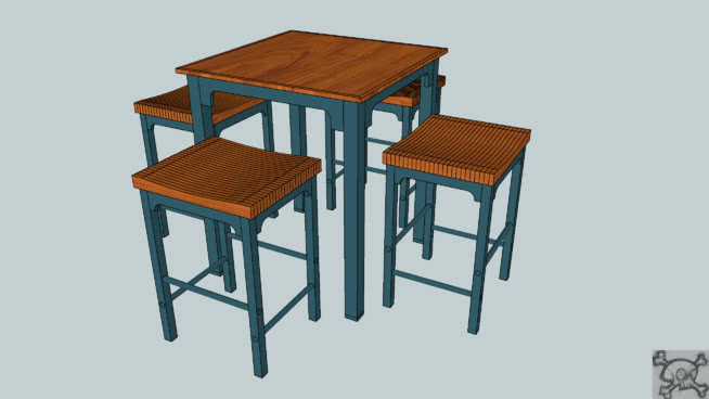 桌椅模型-编号1824 sketchup室内模型下载 第1张