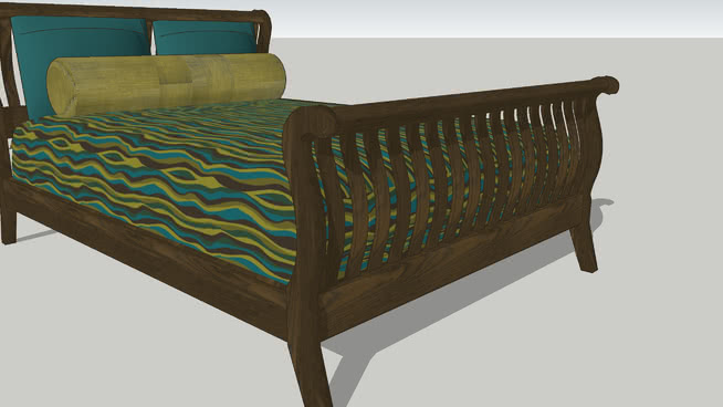 核桃板条雪橇床 sketchup室内模型下载 第1张