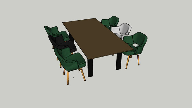 6椅桌 sketchup室内模型下载 第1张