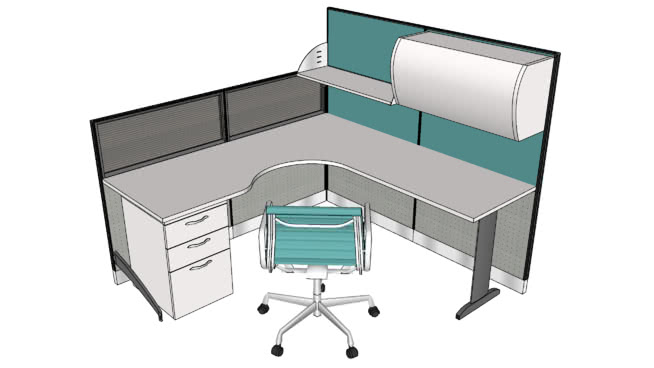 书桌办公桌模型-编号187251 sketchup室内模型下载 第1张