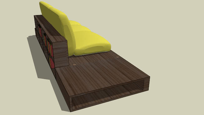 背后有书架的沙发室内模型 sketchup室内模型下载 第1张