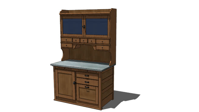 胡西尔式厨房橱柜 sketchup室内模型下载 第1张