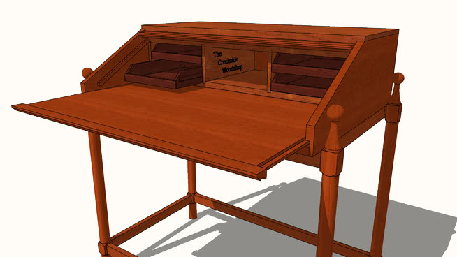 意大利柚木书桌 sketchup室内模型下载 第1张