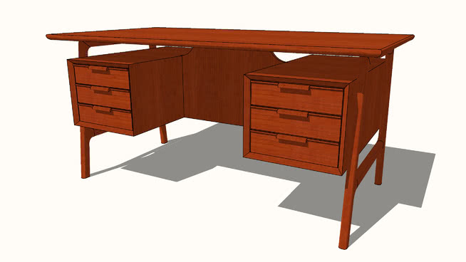 世纪中叶双面书桌 sketchup室内模型下载 第1张