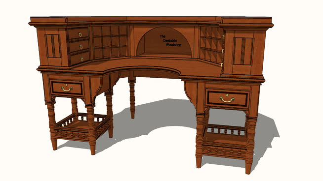 书桌办公桌模型-编号188583 sketchup室内模型下载 第1张