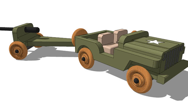 二战玩具吉普和大炮 sketchup室内模型下载 第1张