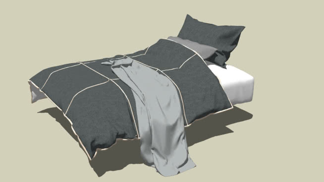 卧室，床，床家具，室内，枕头 sketchup室内模型下载 第1张