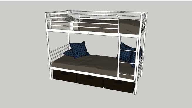 双层床svÄrta 宜家室内模型帧模式 sketchup室内模型下载 第1张