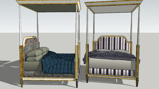 模型选择：路易斯XVI风格的王床由EBAISTIAU2FalfSO Malina，目前生产的 sketchup室内模型下载 第1张