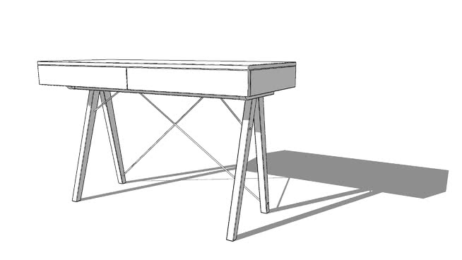 书桌办公桌模型-编号646 sketchup室内模型下载 第1张