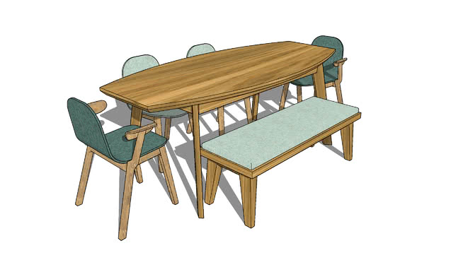 桌椅模型-编号191345 sketchup室内模型下载 第1张