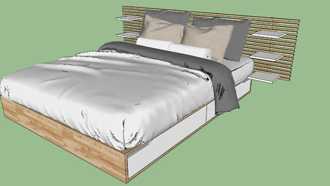 宜家曼达尔床+床头板X220 sketchup室内模型下载 第1张