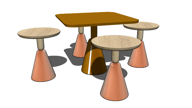 小桌子模型-编号193650 sketchup室内模型下载 第1张