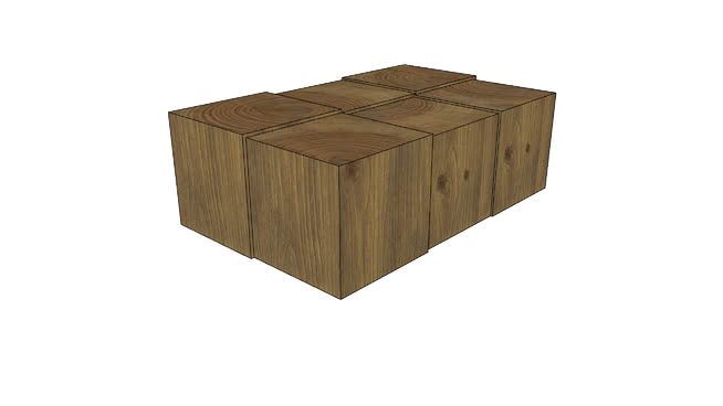 木块咖啡桌 sketchup室内模型下载 第1张