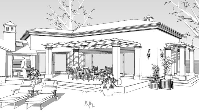 乡村的房子建筑模型Tortugas（花园） 草图大师模型库 第1张