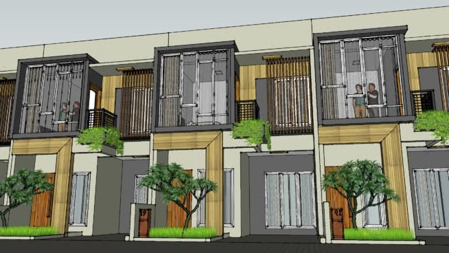 现代印尼的雅加达cinere集群design建筑模型阁楼的房子 草图大师模型库 第1张