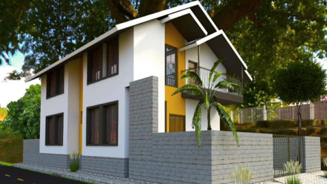 复式住宅bungalow建筑模型 草图大师模型库 第1张