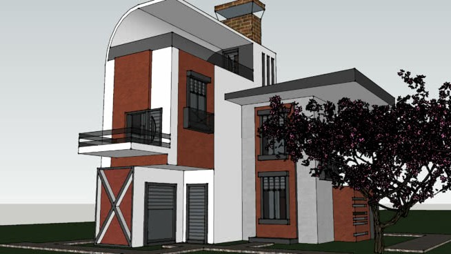 房子的风格moderne建筑模型 草图大师模型库 第1张
