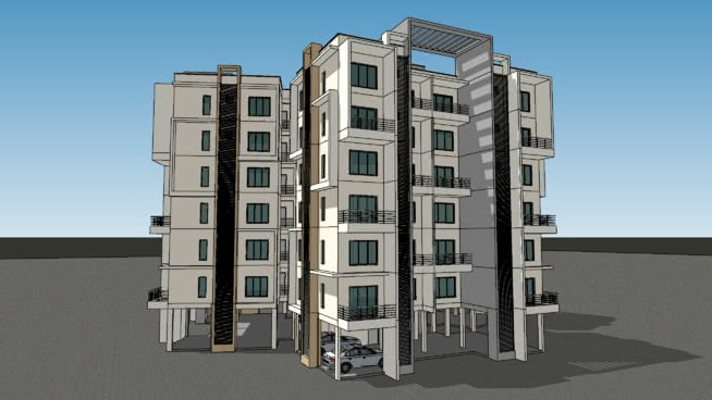 我设计建筑模型公寓 草图大师模型库 第1张