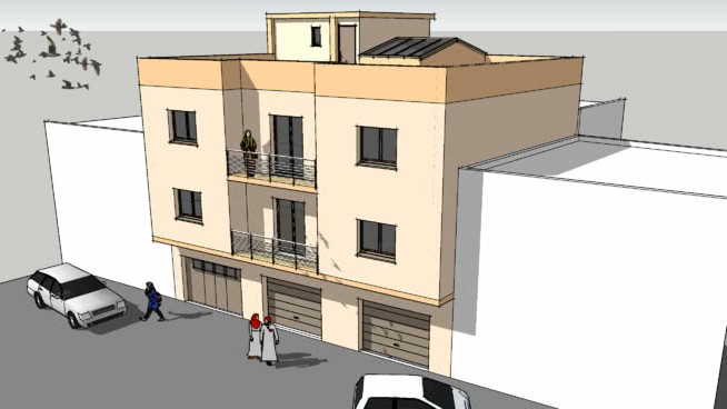建筑工程accessible建筑模型R + 2 +阳台 SketchUp建筑模型下载 第1张