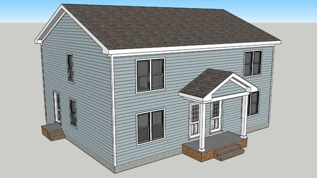 城郊低端并排复式住宅 草图大师模型库 第1张