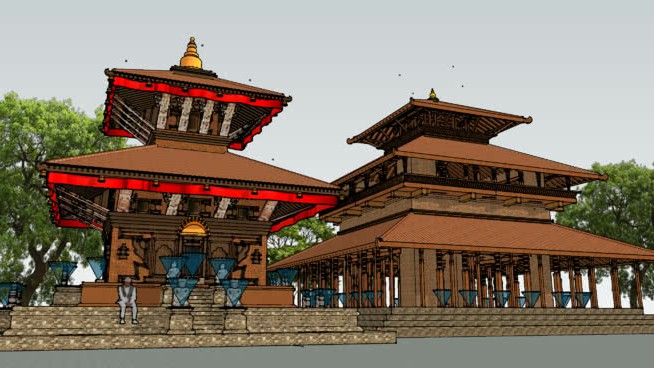 尼泊尔寺院情结 草图大师模型库 第1张