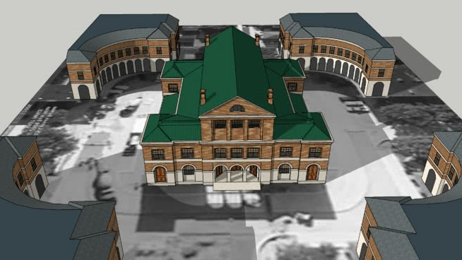 普尔曼历史区：市场大厅和市场广场 草图大师模型库 第1张