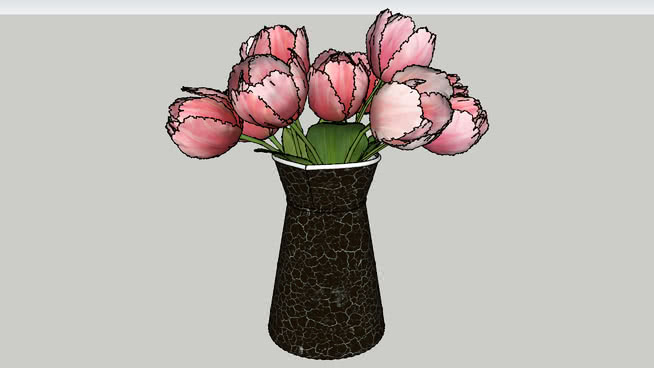 粉红色郁金香 sketchup植物模型 第1张