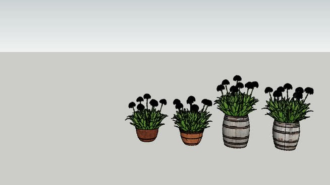 花盆 sketchup植物模型 第1张