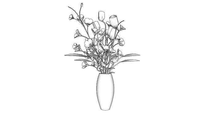 花瓶上的多花 sketchup植物模型 第1张