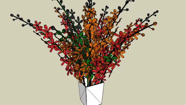 Jarron与彩色植物 sketchup植物模型 第1张