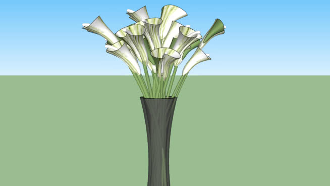 花瓶上的绿色杯子牛奶 sketchup植物模型 第1张