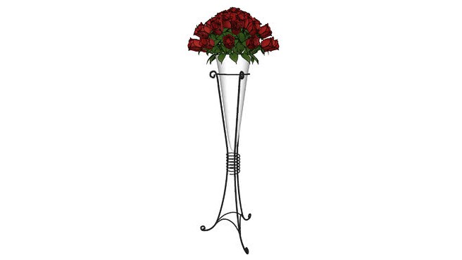 花瓶与花u002f花瓶中的鲜花 sketchup植物模型 第1张