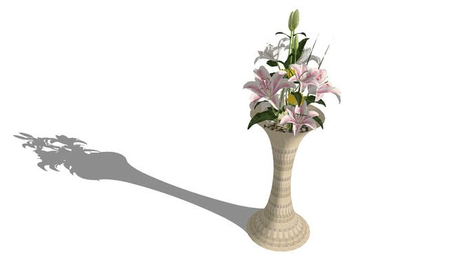 Flowers装饰陶瓷花瓶 sketchup植物模型 第1张