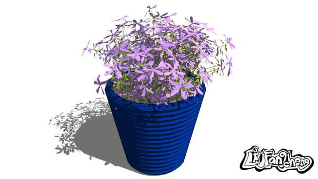 3D花花壶 sketchup植物模型 第1张
