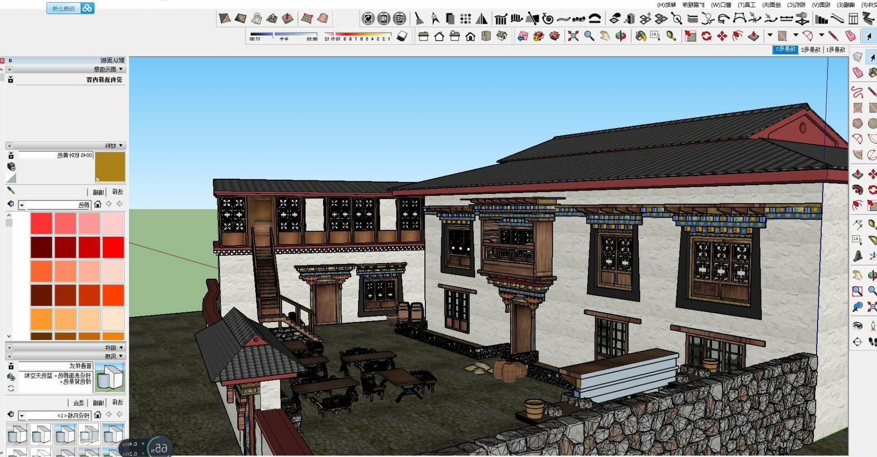 藏族庭院建筑 SketchUp建筑模型下载 第1张