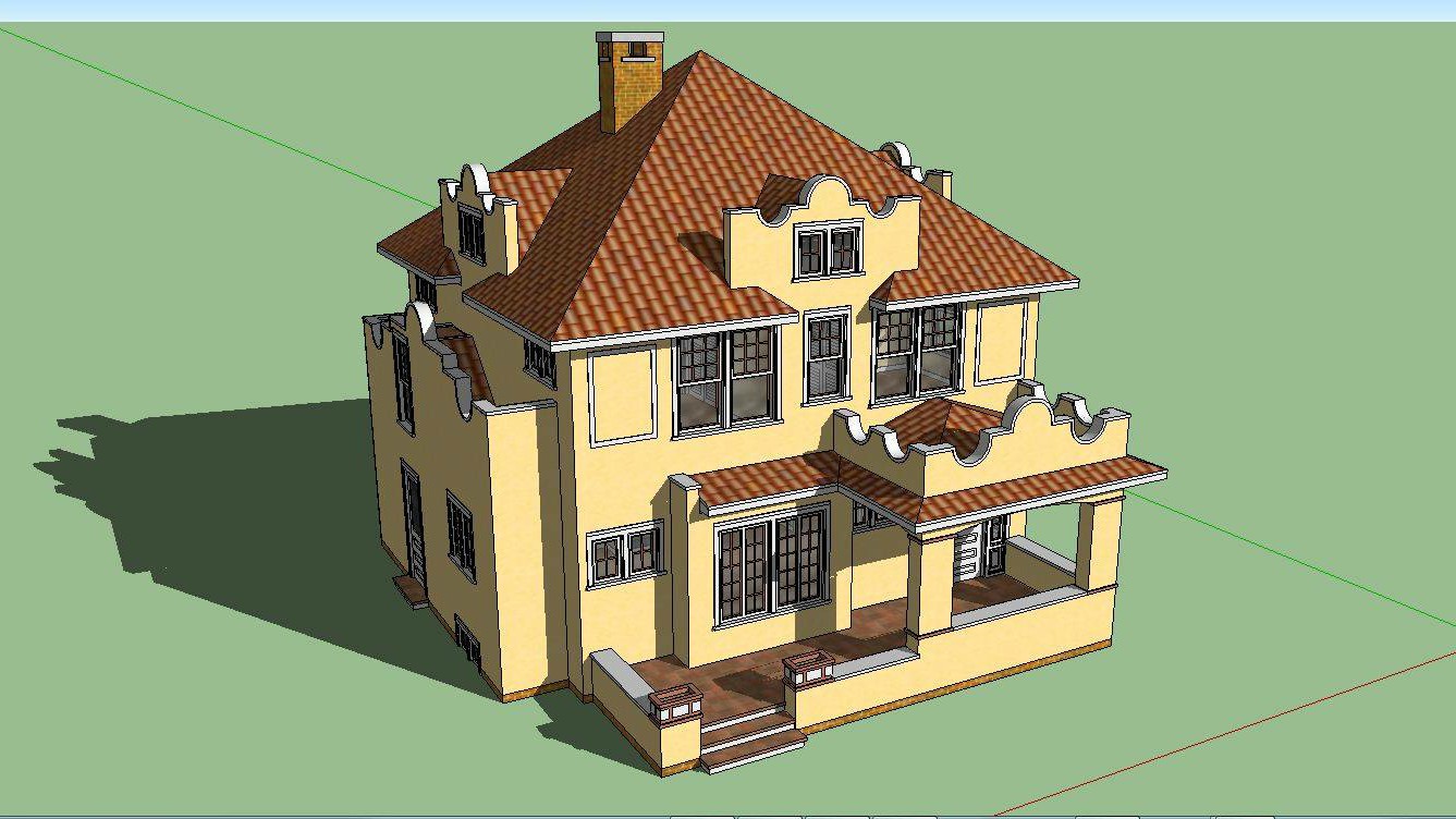 121230欧式别墅-7 SketchUp建筑模型下载 第1张