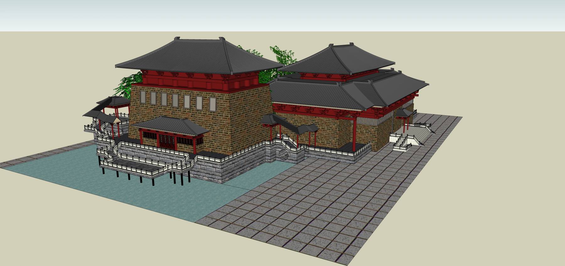 坡屋顶古建筑模型 SketchUp建筑模型下载 第1张
