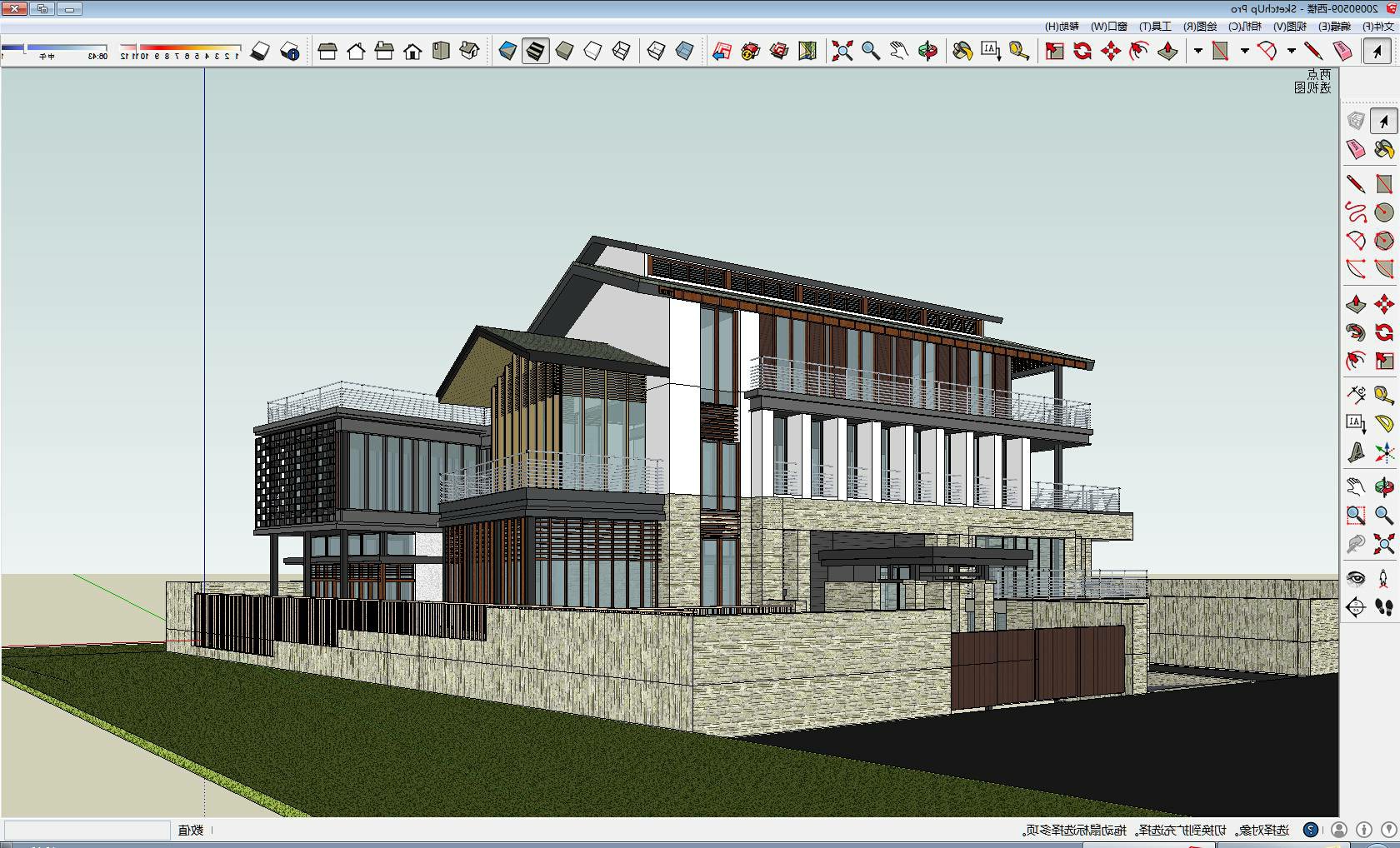 新中式建筑9zm SketchUp建筑模型下载 第1张