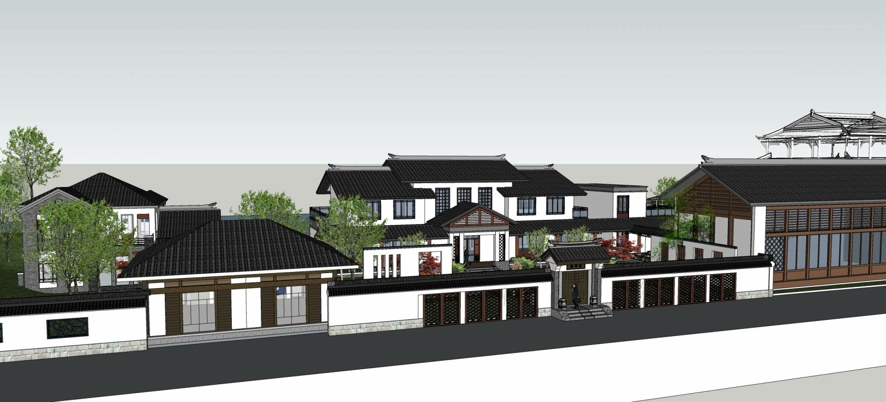 中式休闲会所建筑 SketchUp建筑模型下载 第1张