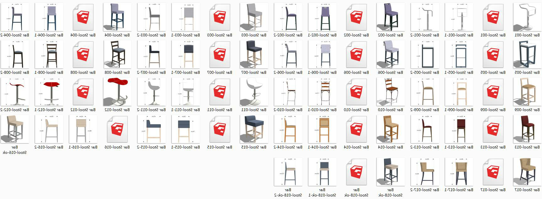 吧台椅合集2 sketchup室内模型下载 第1张